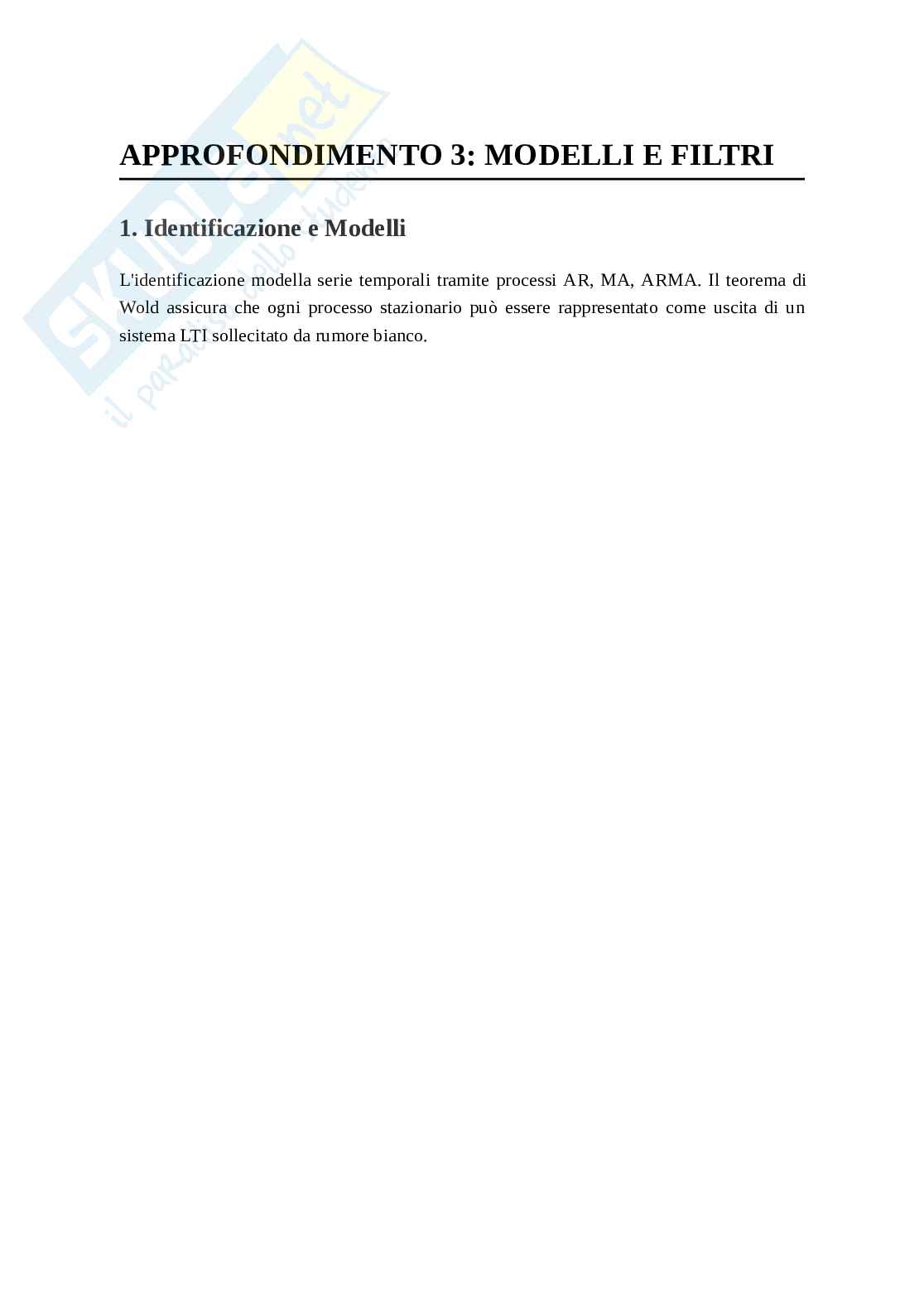 Identificazione dei modelli, serie storiche e filtro di Kalman Pag. 1