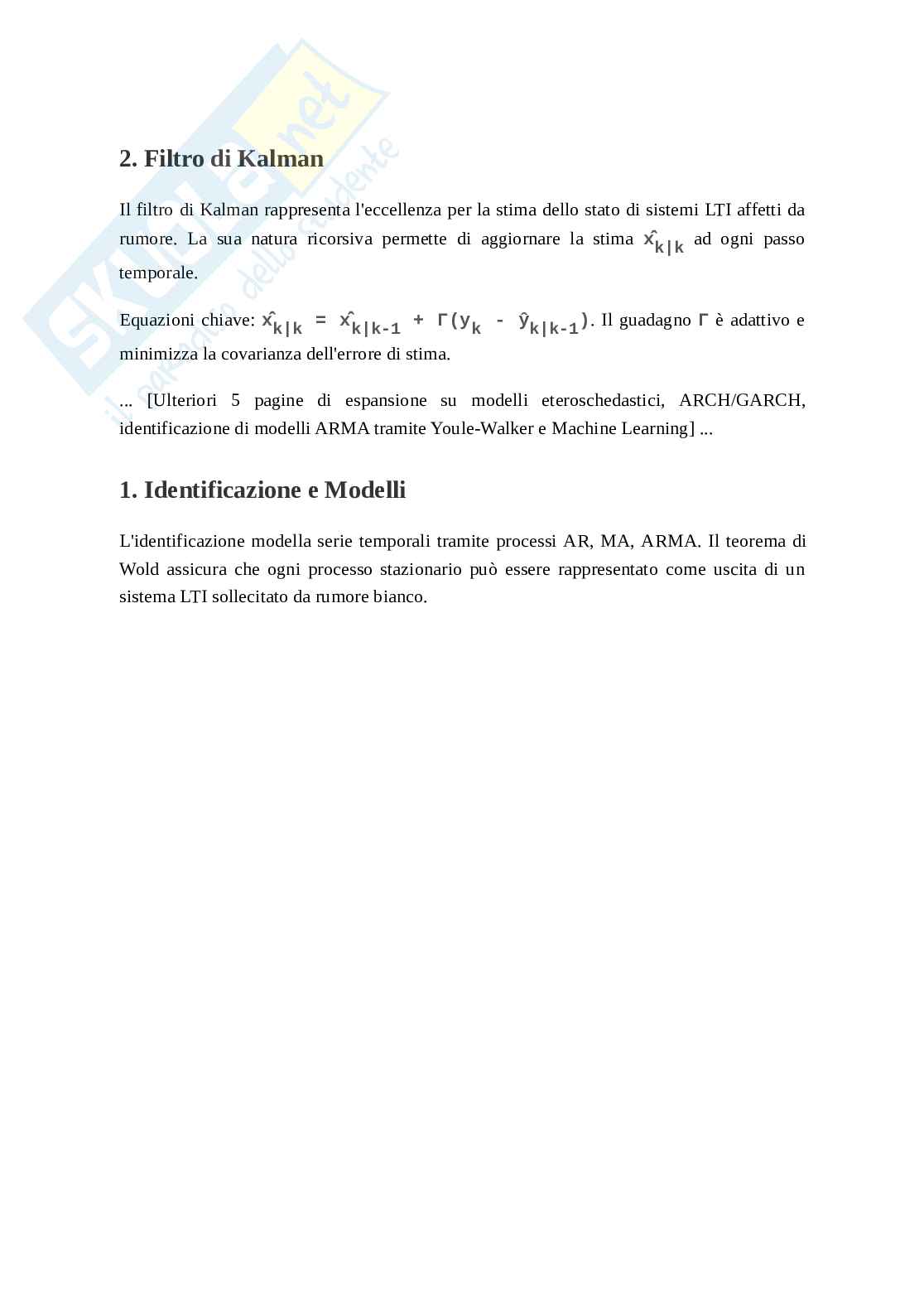 Identificazione dei modelli, serie storiche e filtro di Kalman Pag. 2
