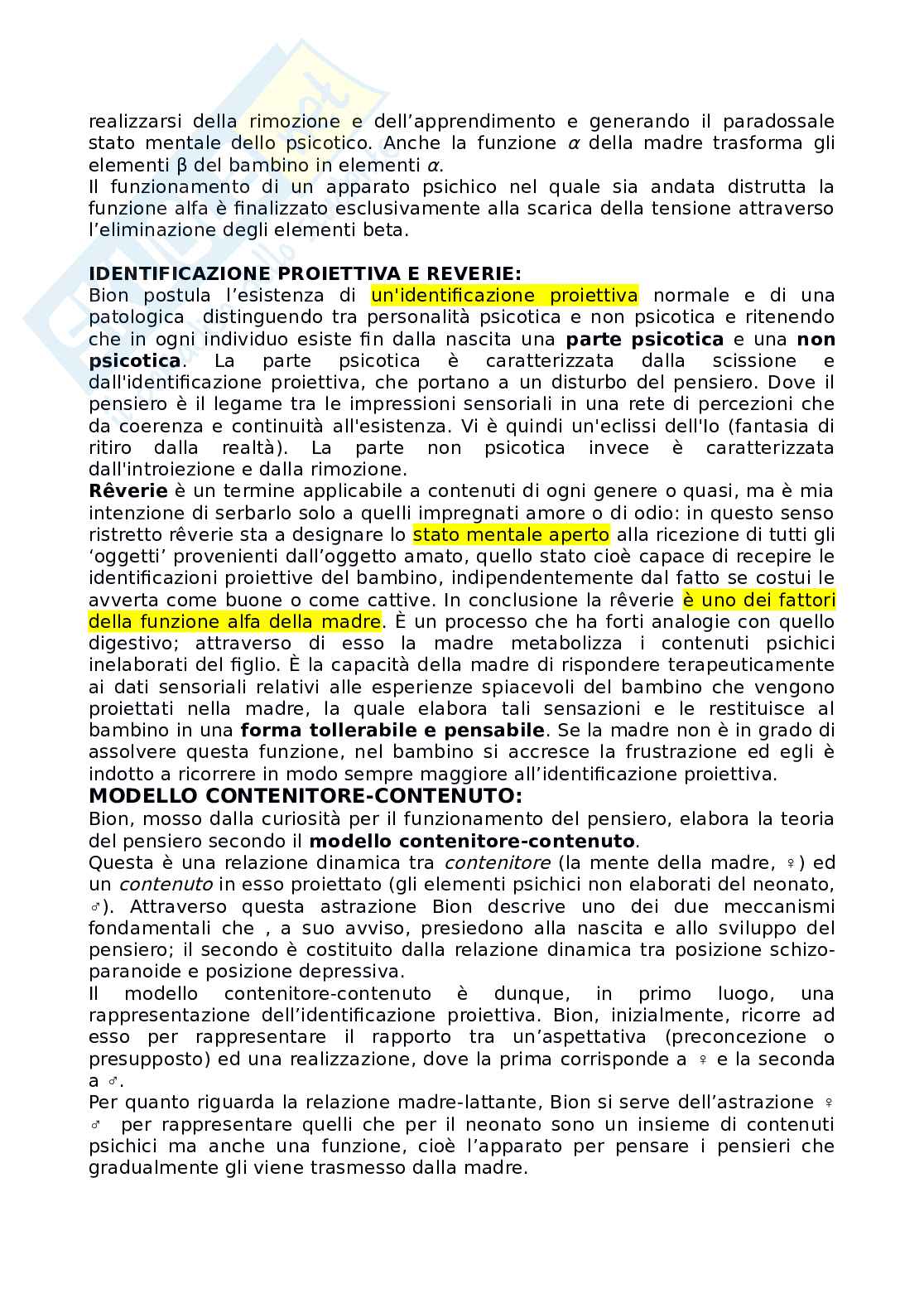 Riassunto esame Psicologia Dinamica, Prof. Ferruzza Emilia, libro consigliato Lezioni sul pensiero Post-Freudiano, Mangini   Pag. 16
