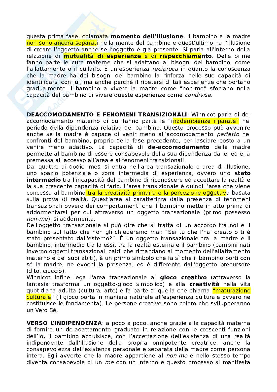 Riassunto esame Psicologia Dinamica, Prof. Ferruzza Emilia, libro consigliato Lezioni sul pensiero Post-Freudiano, Mangini   Pag. 21
