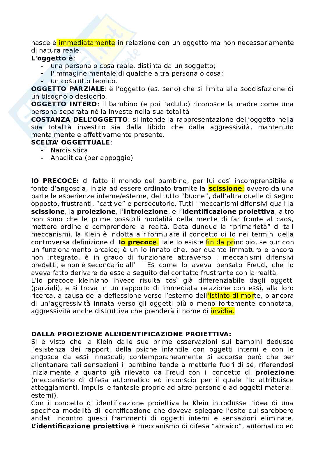 Riassunto esame Psicologia Dinamica, Prof. Ferruzza Emilia, libro consigliato Lezioni sul pensiero Post-Freudiano, Mangini   Pag. 6