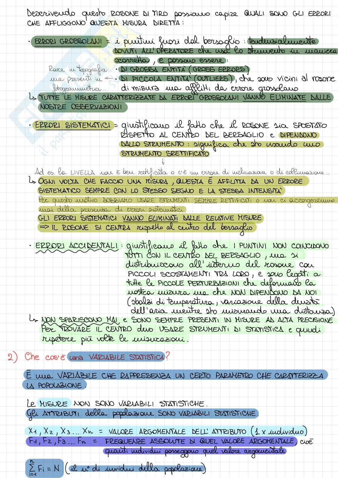 Appunti della parte di Statistica dell’esame di Topografia  Pag. 2