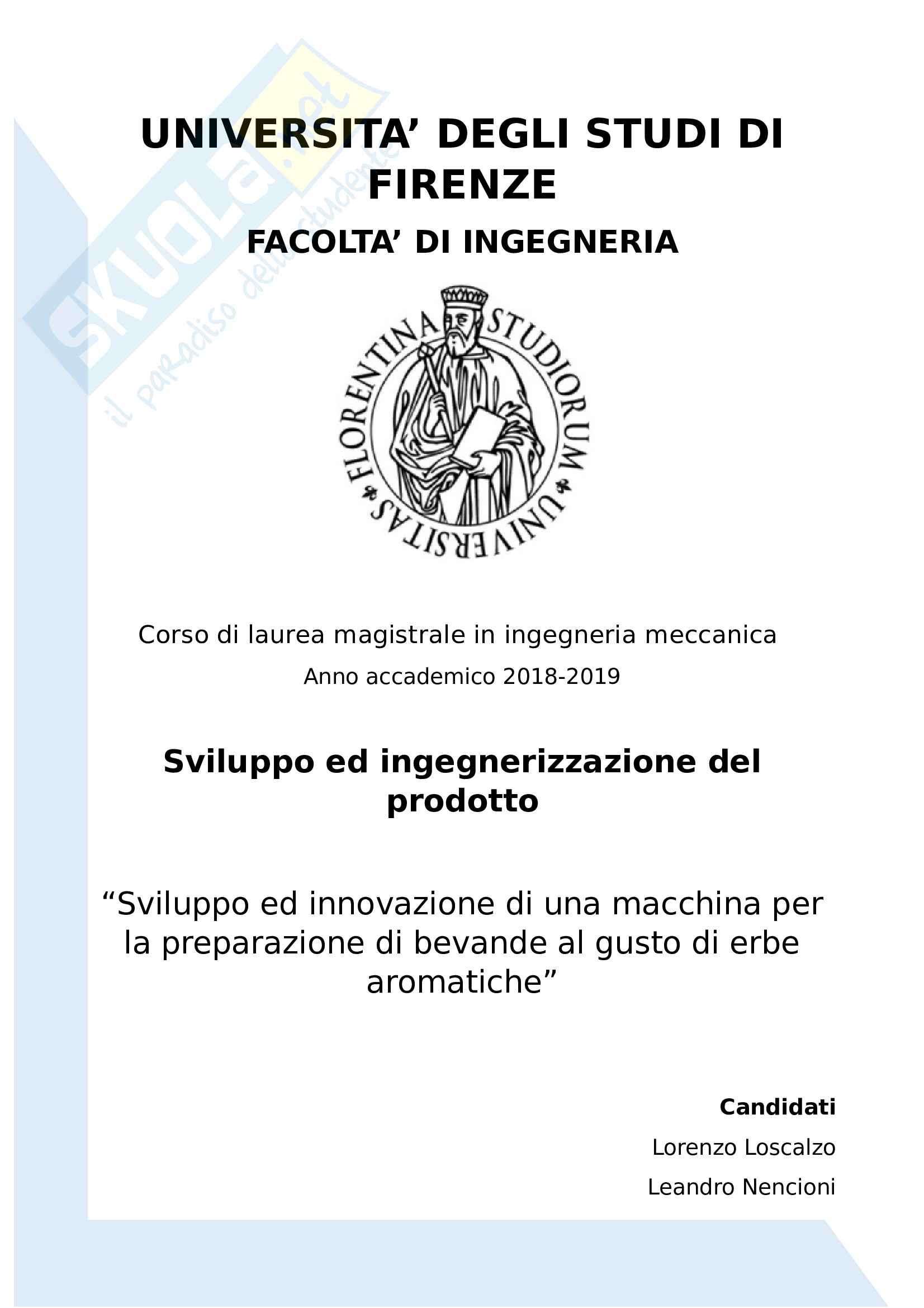 Relazione Sviluppo e ingegnerizzazione del prodotto Pag. 1