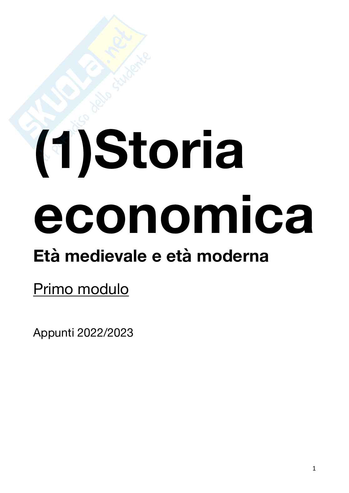  Storia economica Pag. 1