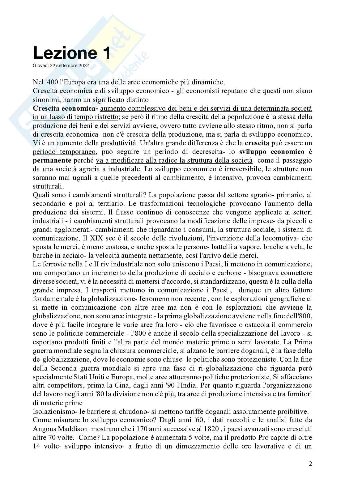  Storia economica Pag. 2