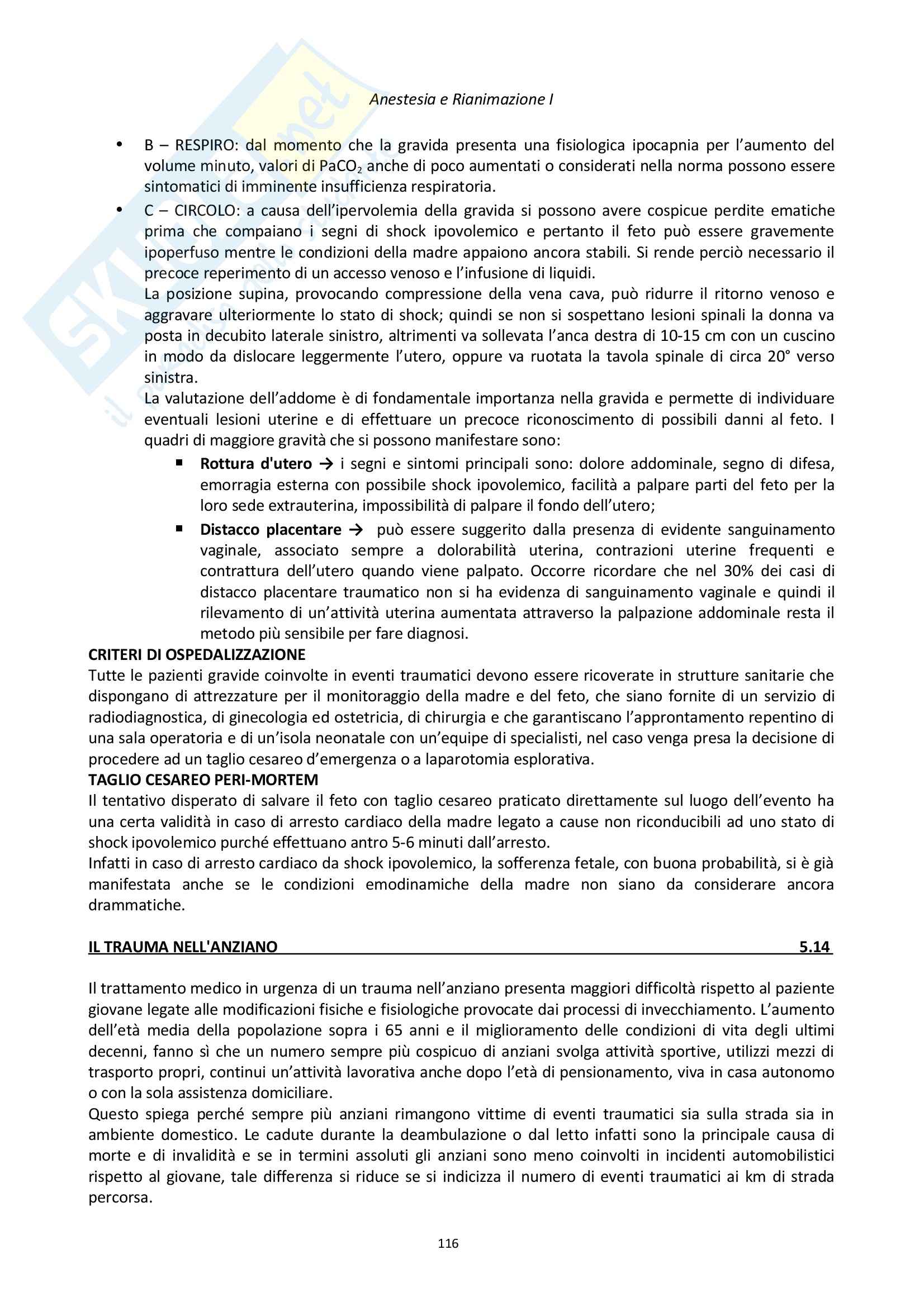 Anestesia, Rianimazione e Medicina d'Urgenza - Appunti Pag. 116