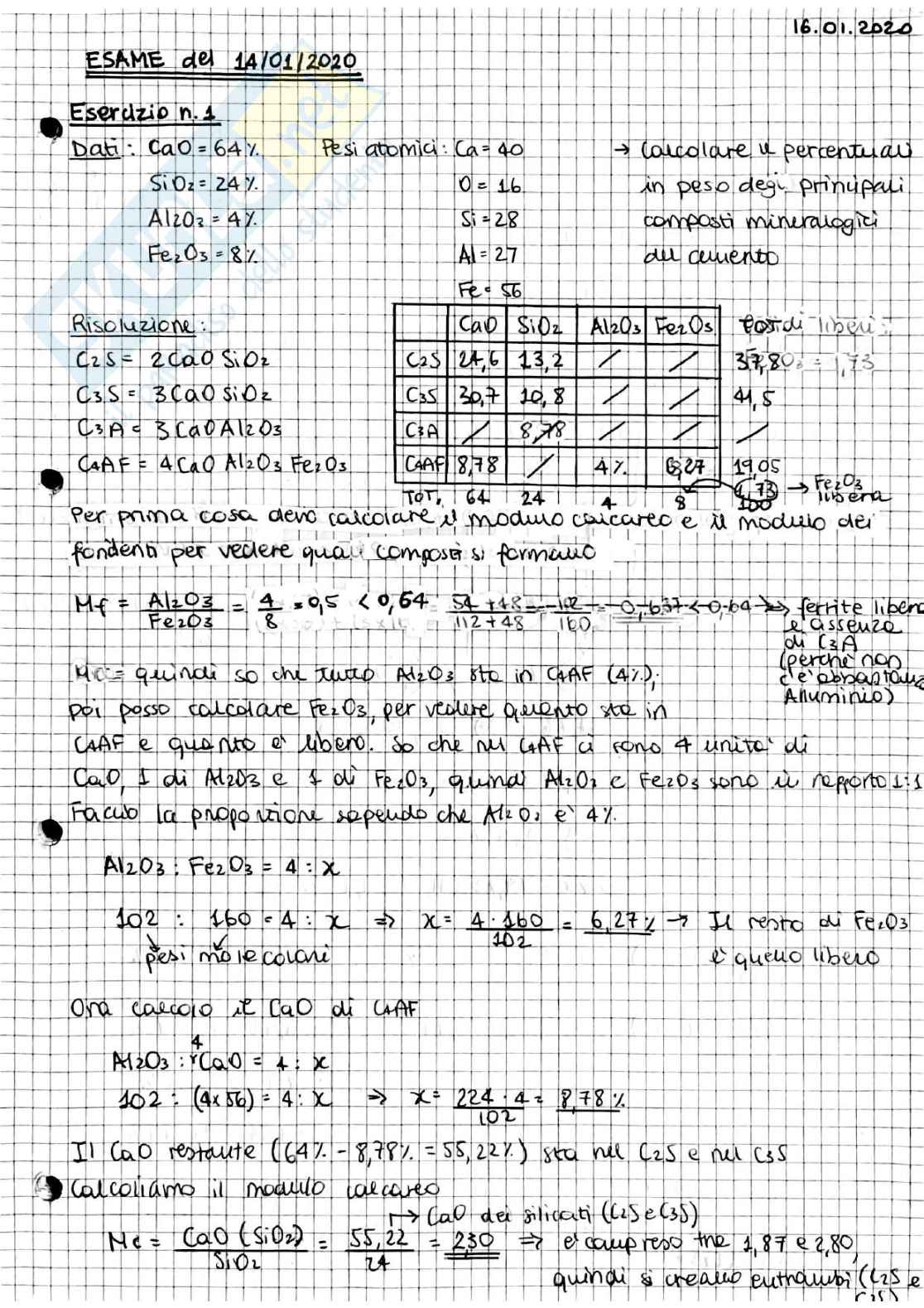 Tecnologia dei materiali e chimica applicata - Esercizi d'Esame svolti (2/2) Pag. 1