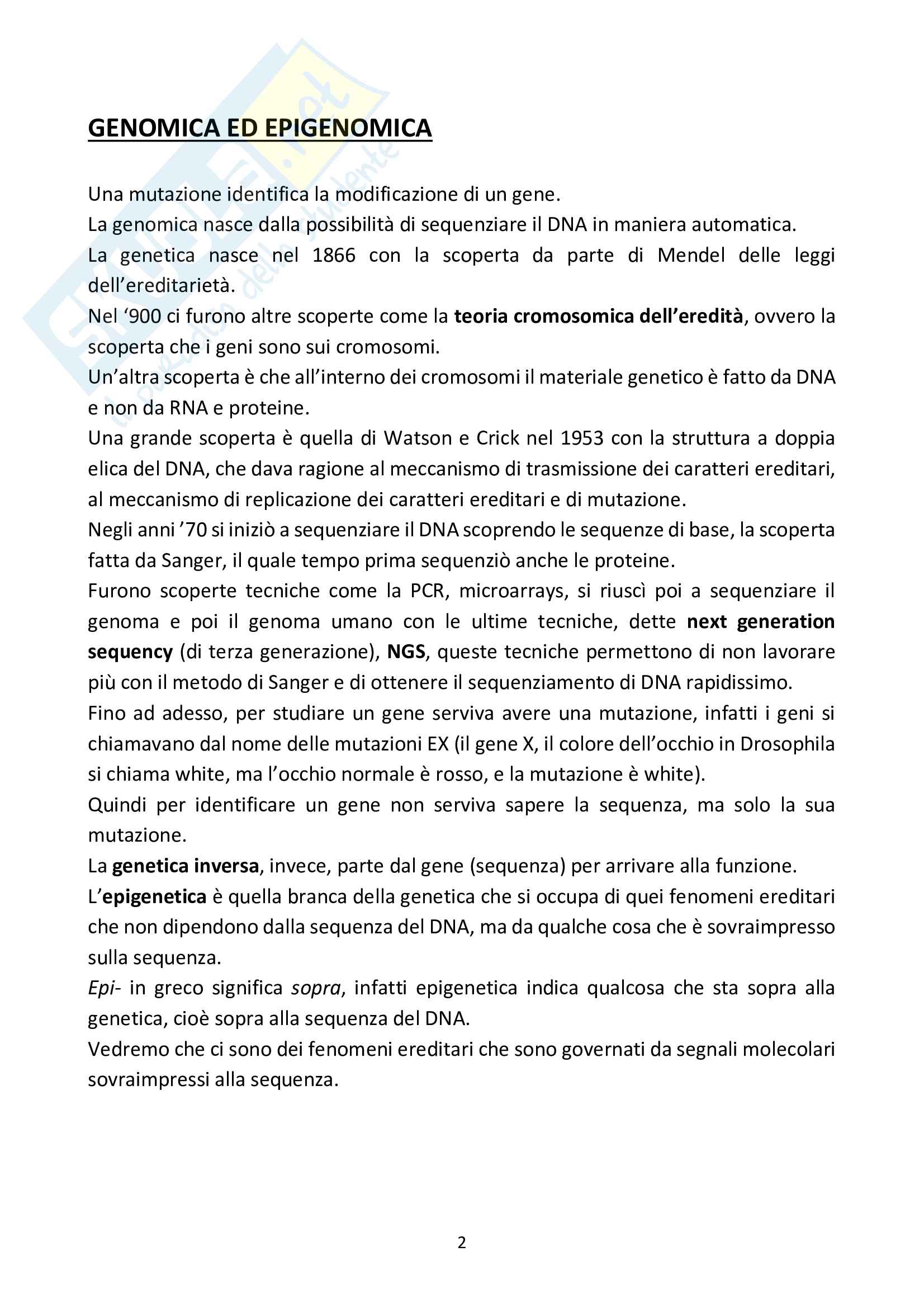 Genomica ed epigenomica Pag. 2