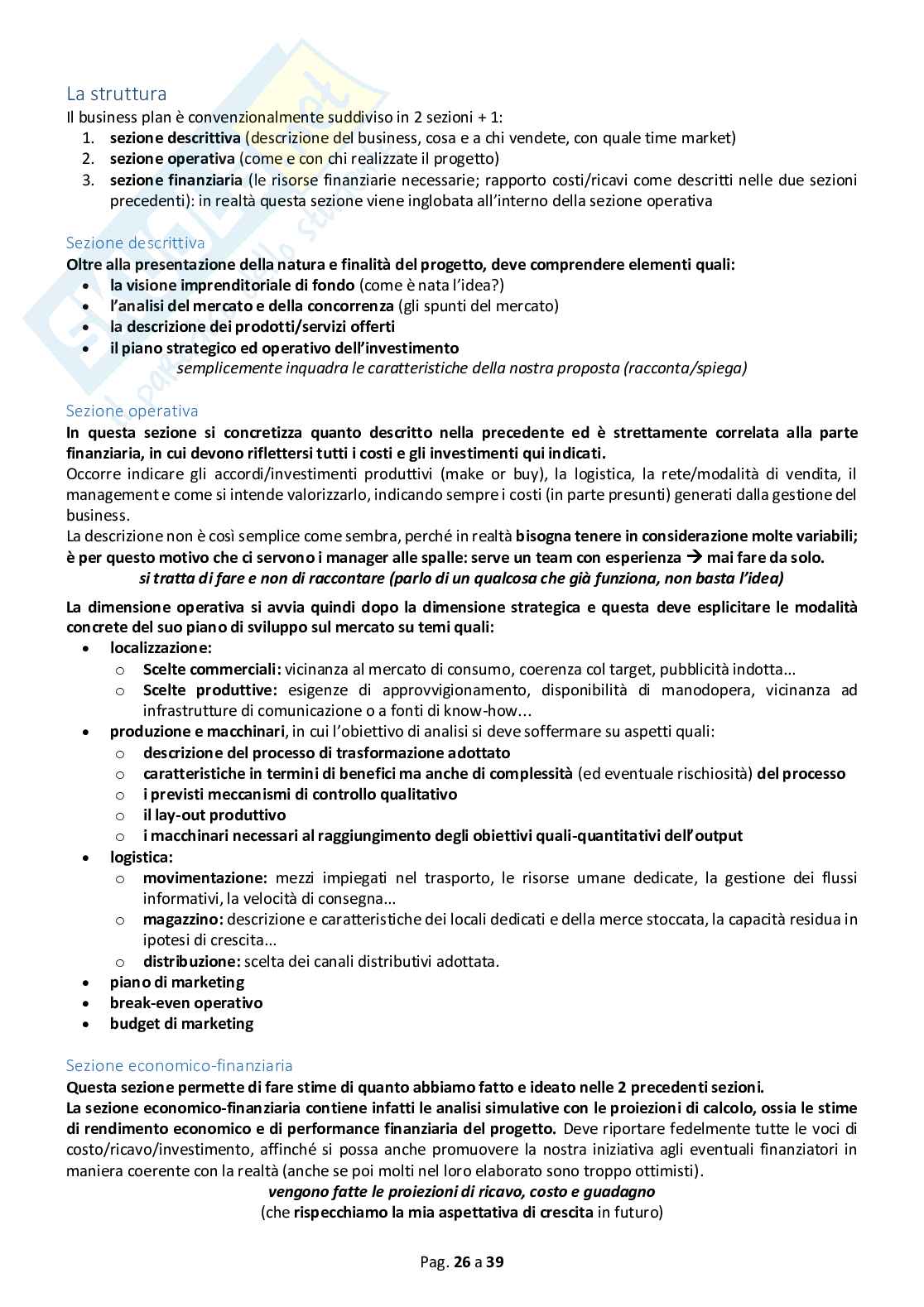 Appunti di Startup (2° modulo per esame di Strategia) Pag. 26