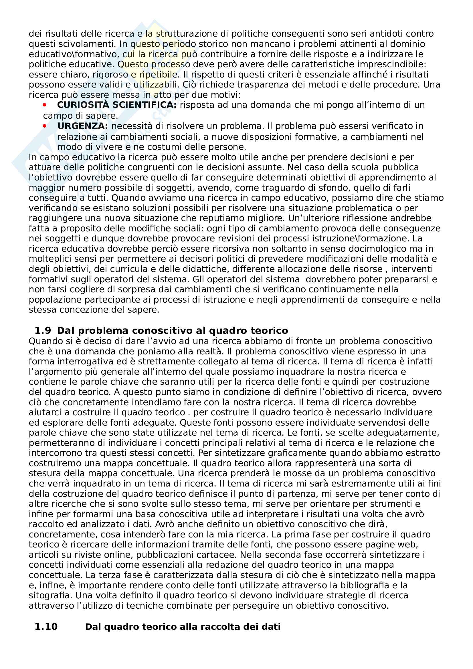 Riassunto esame Pedagogia Sperimentale, prof. Federico Batini, libro consigliato "Appunti di ricerca educativa - release 03" di Federico Batini Pag. 6
