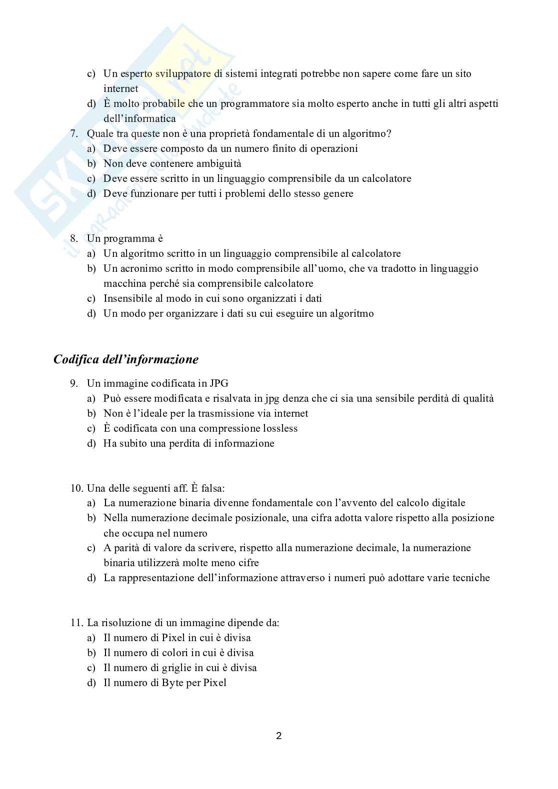 Possibili domande per l'esame di Accertamento delle competenze informatiche  Pag. 2