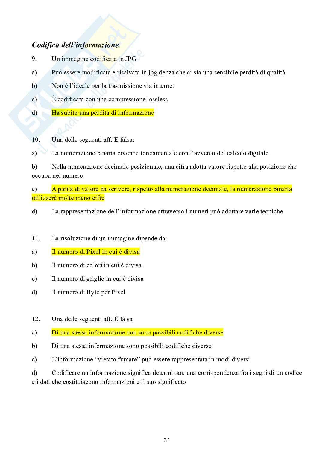 Possibili domande per l'esame di Accertamento delle competenze informatiche  Pag. 31