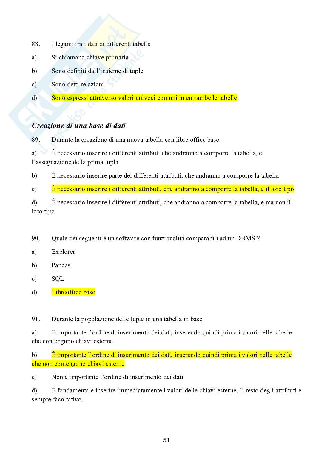 Possibili domande per l'esame di Accertamento delle competenze informatiche  Pag. 51