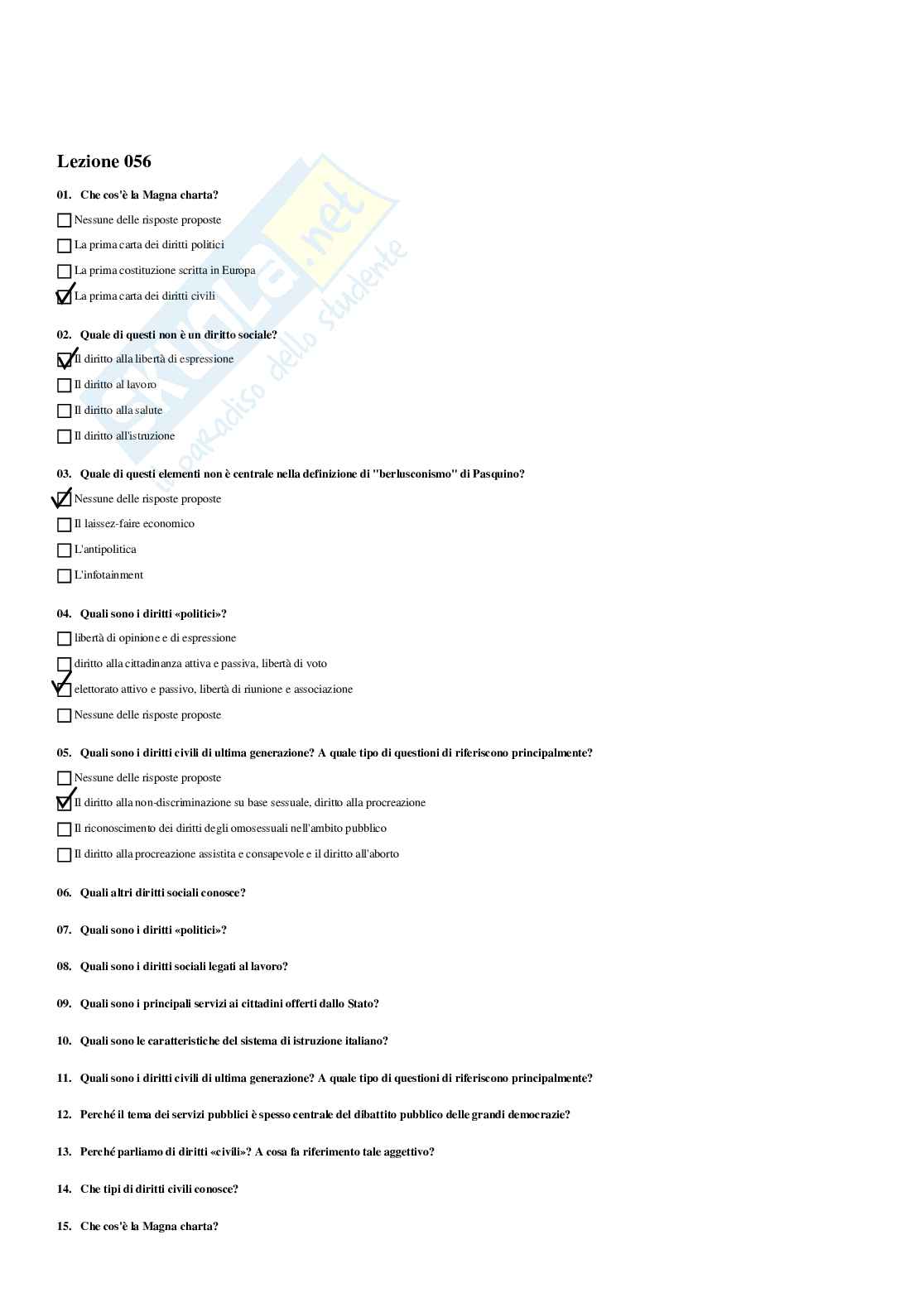 Paniere Analisi del linguaggio politico - Risposte multiple - aggiornato (2025) Pag. 66