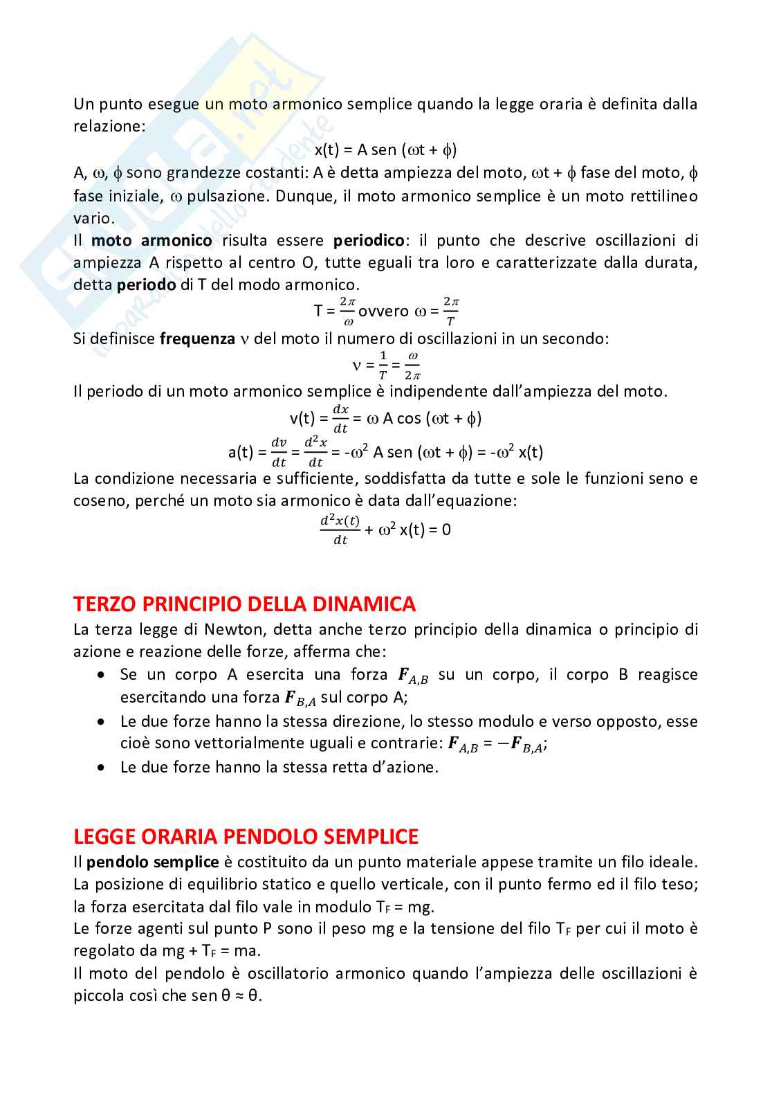 Domande e Risposte di Fisica I – Calcolo vettoriale, dinamica e conservazione dell'Energia Pag. 2