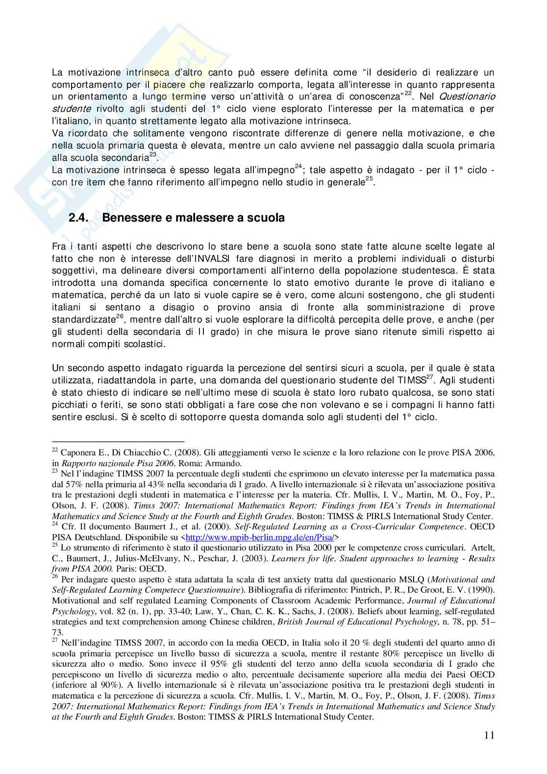 Questionario studente Invalsi Prima Media - Quadro di riferimento Pag. 11