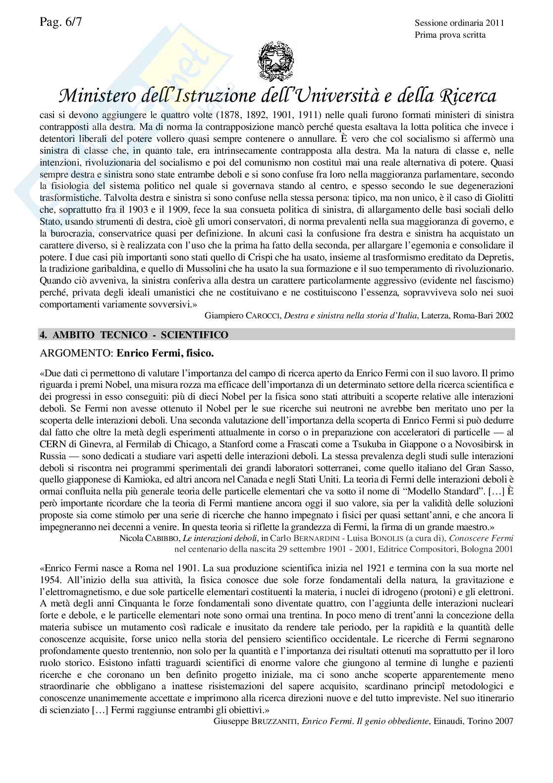 Prima Prova di Maturità 2011 - Tracce Pag. 6