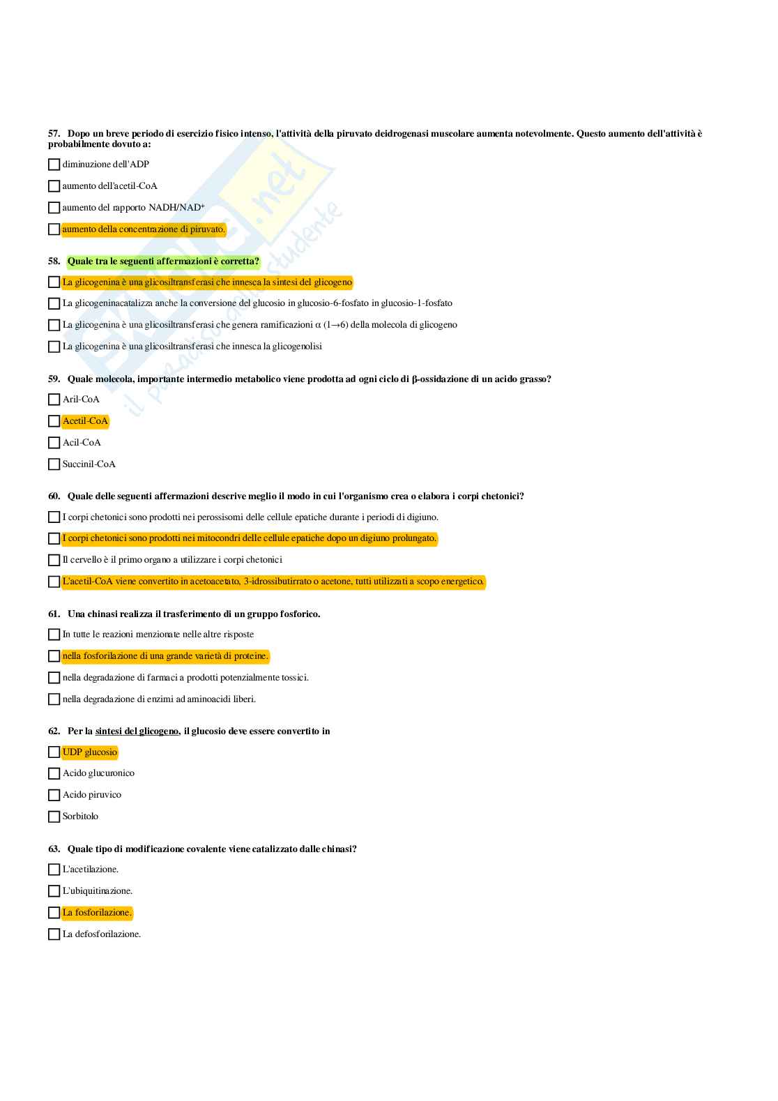 Paniere Biochimica - Risposte multiple - aggiornato (2026) Pag. 11