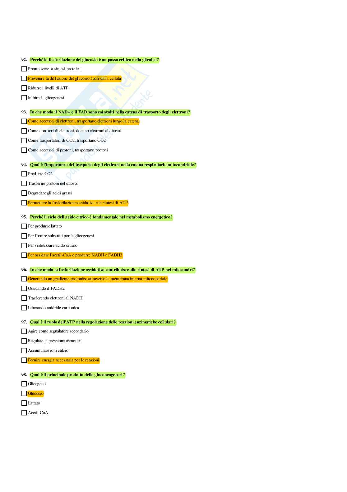 Paniere Biochimica - Risposte multiple - aggiornato (2026) Pag. 16