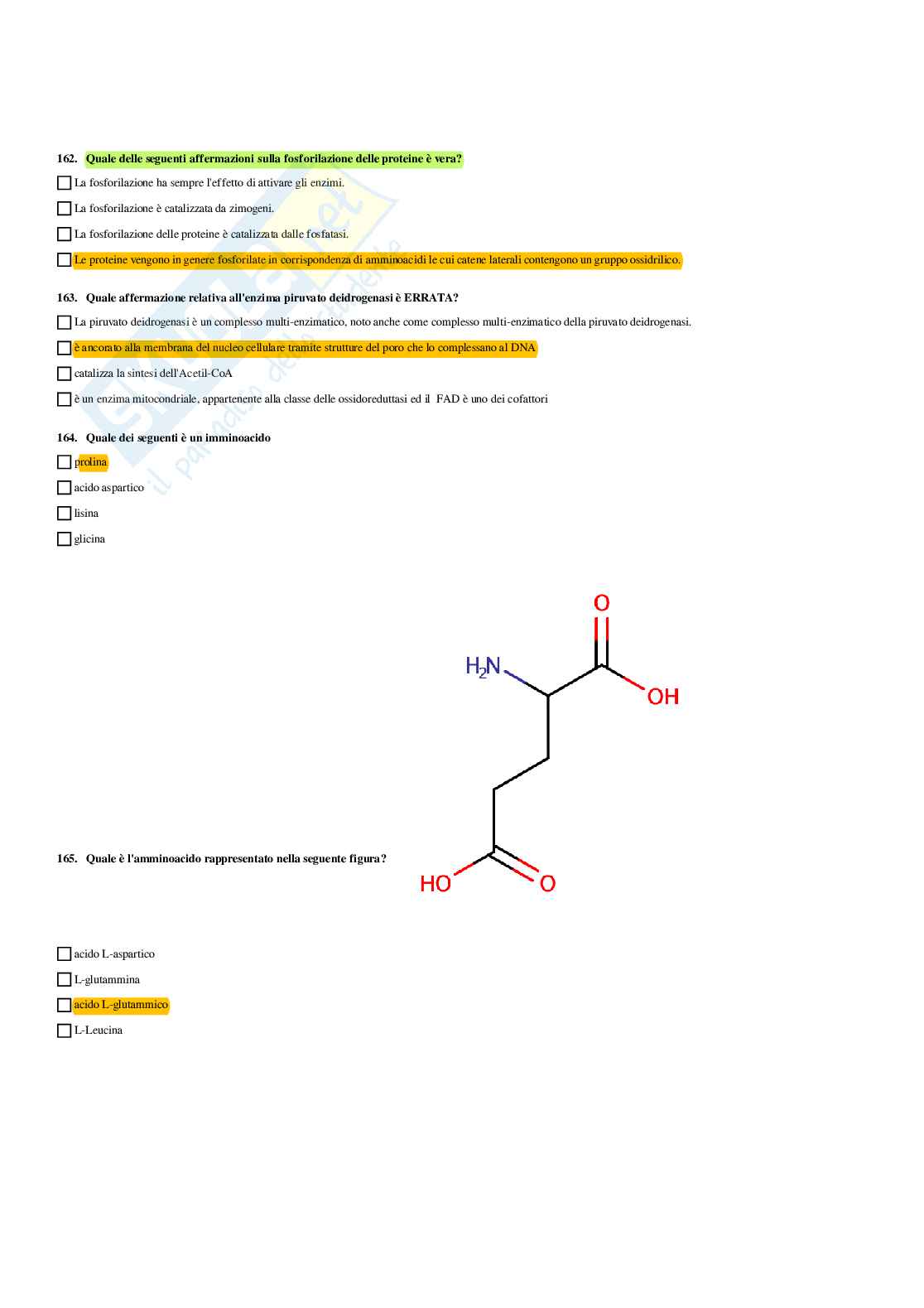 Paniere Biochimica - Risposte multiple - aggiornato (2026) Pag. 26