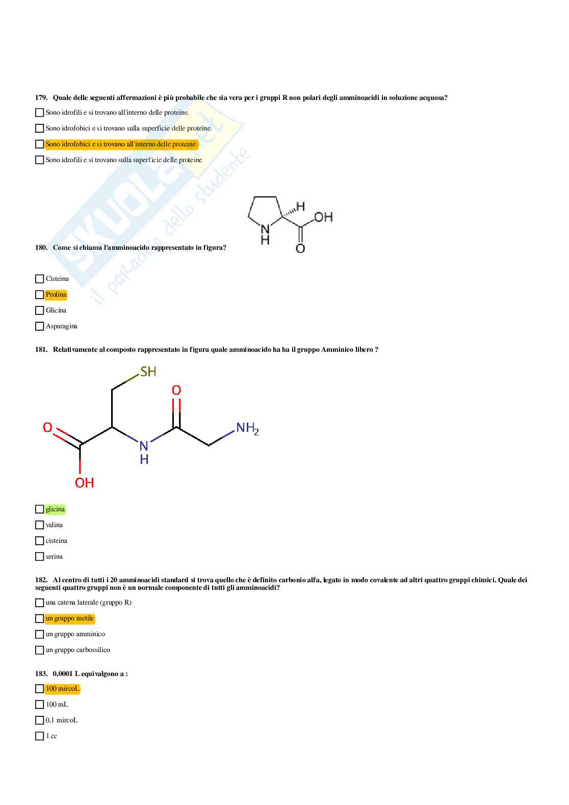 Paniere Biochimica - Risposte multiple - aggiornato (2026) Pag. 31