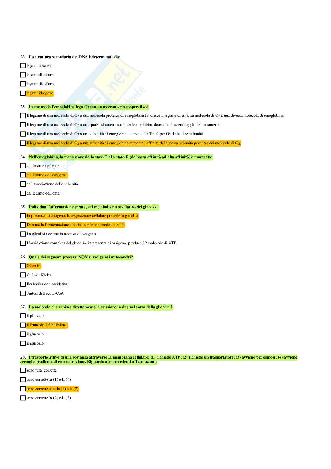 Paniere Biochimica - Risposte multiple - aggiornato (2026) Pag. 6