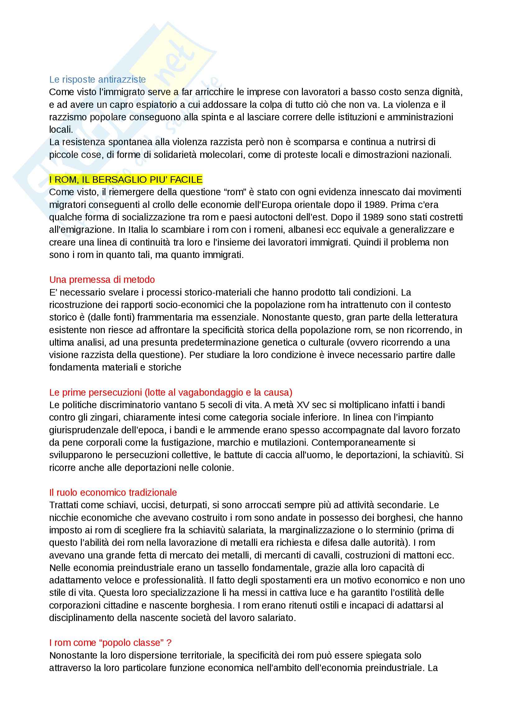 Riassunto esame Sociologia generale, prof. Barrucci, libro consigliato Razzismo di Stato, Stati Uniti, Europa, Italia, Basso Pag. 21