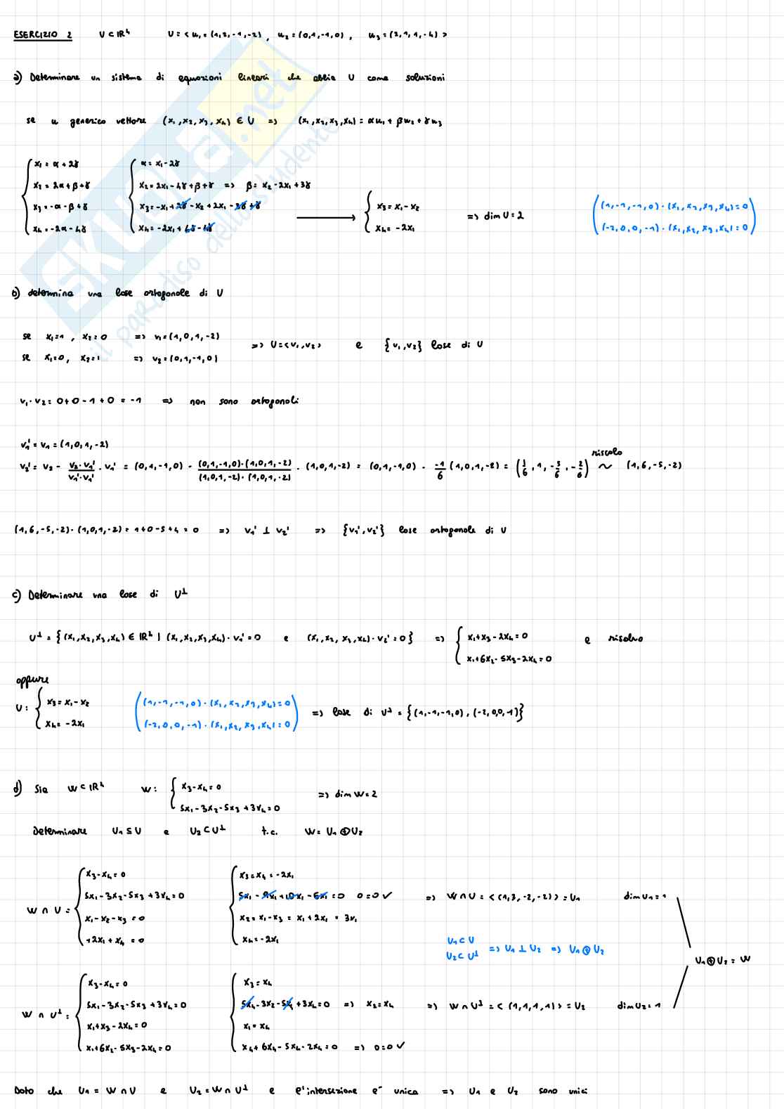 Esercizi di Fondamenti di algebra lineare e geometria Pag. 26
