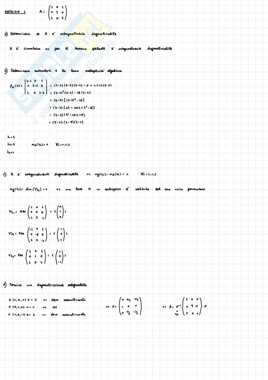 Esercizi di Fondamenti di algebra lineare e geometria Pag. 36