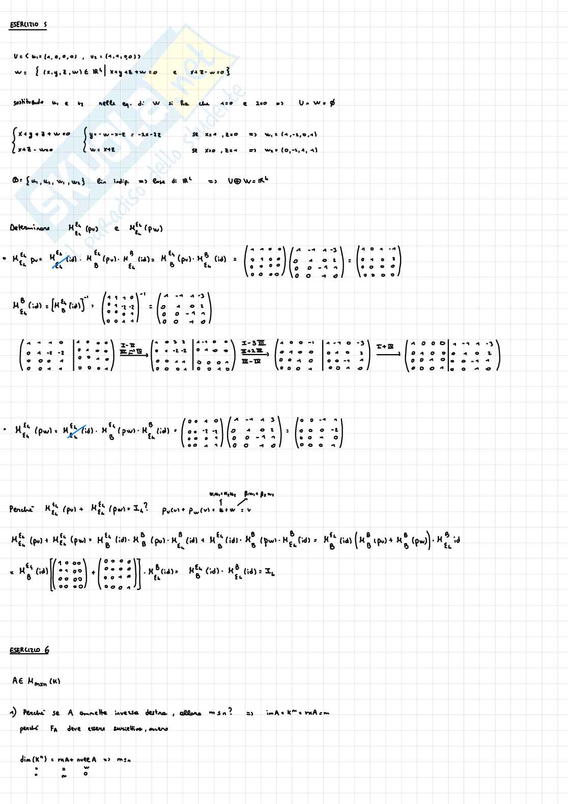 Esercizi di Fondamenti di algebra lineare e geometria Pag. 6