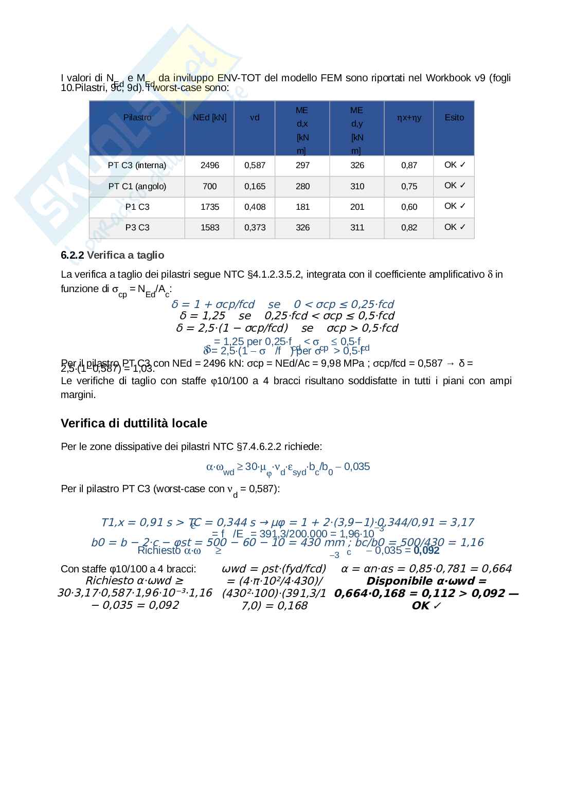 Esercitazione progetto Costruzioni in zona sismica  Pag. 21