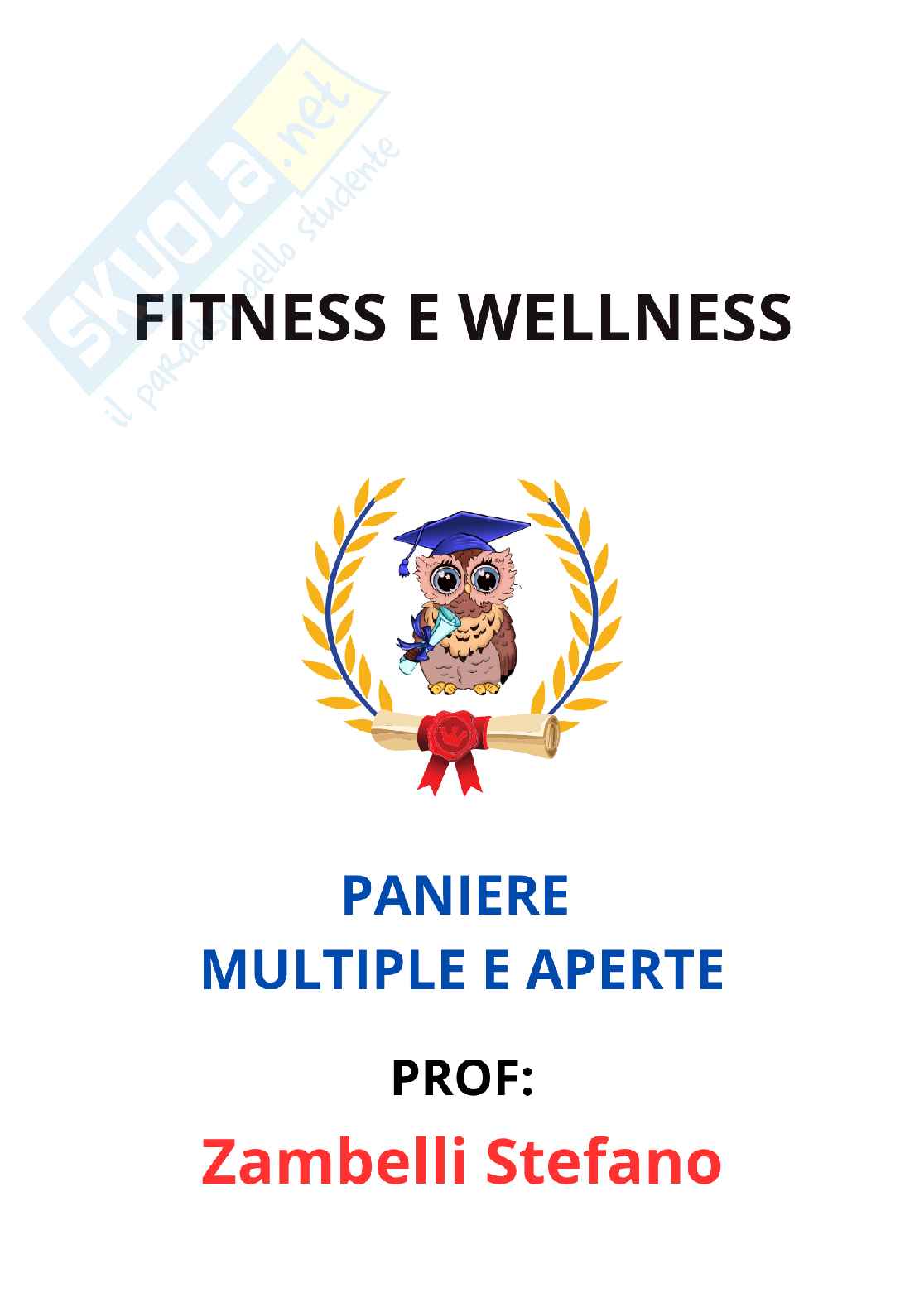 Paniere completo di Fitness e wellness (2026) - Risposte multiple e aperte corrette Pag. 1