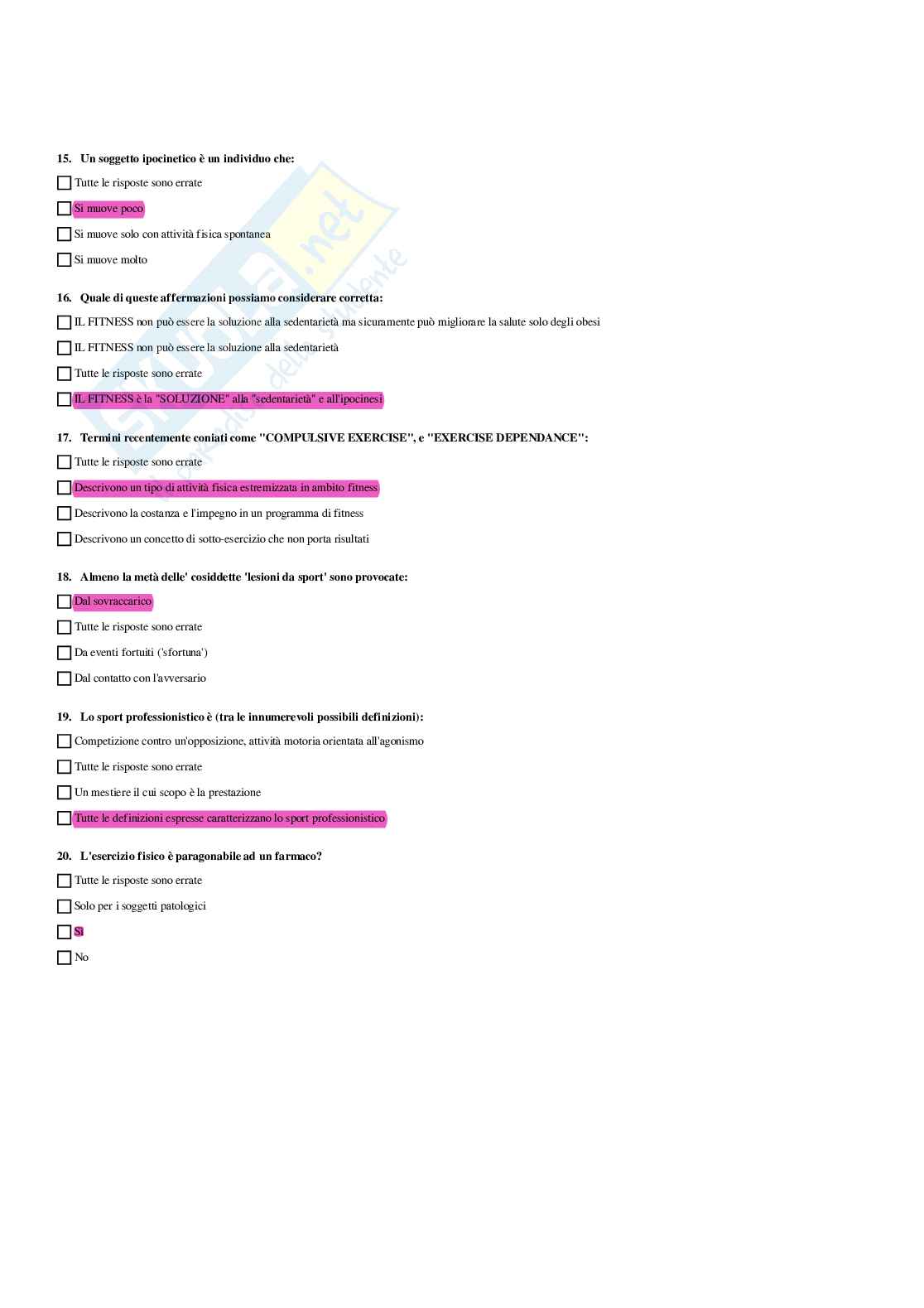 Paniere completo di Fitness e wellness (2026) - Risposte multiple e aperte corrette Pag. 11