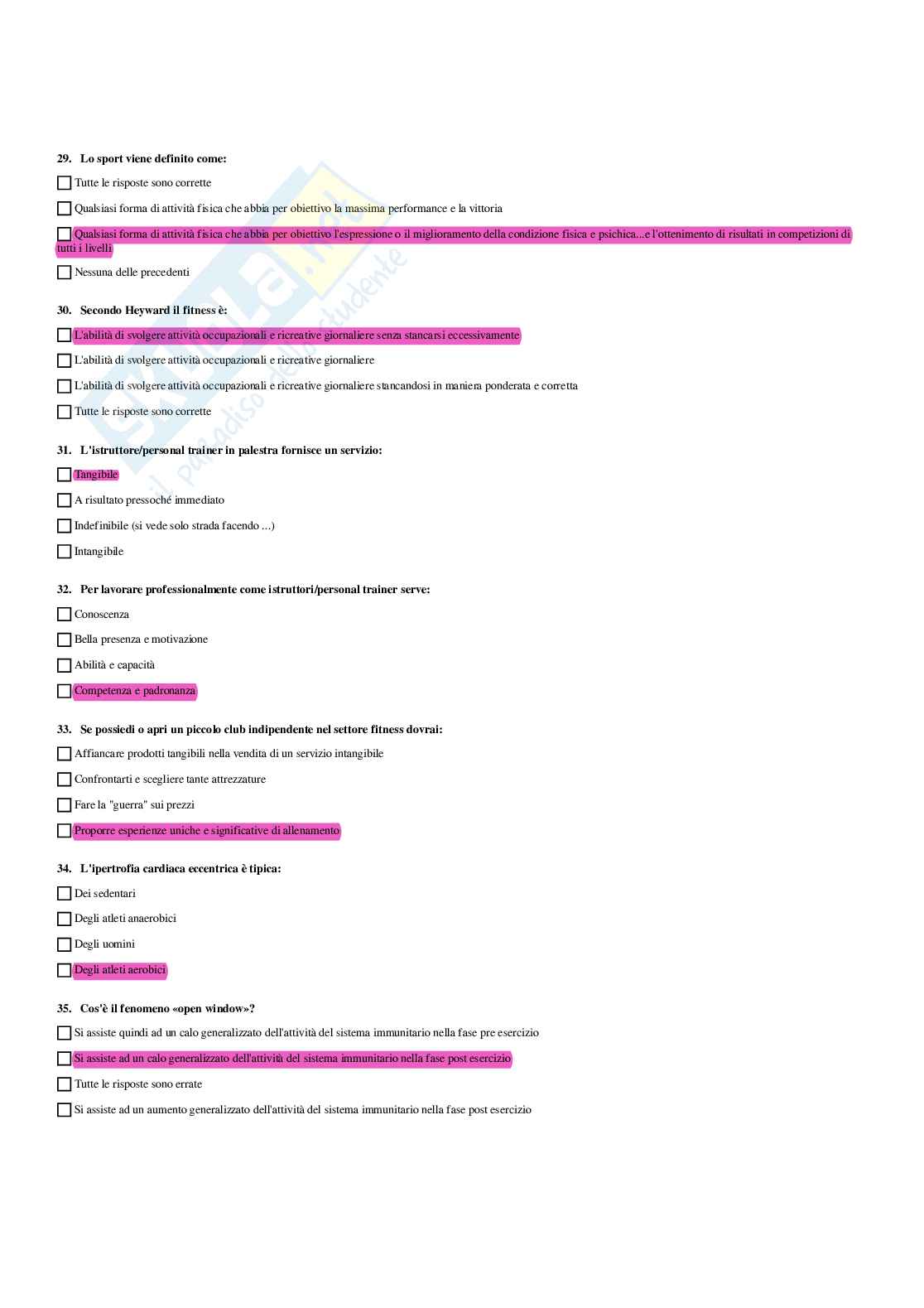Paniere completo di Fitness e wellness (2026) - Risposte multiple e aperte corrette Pag. 16