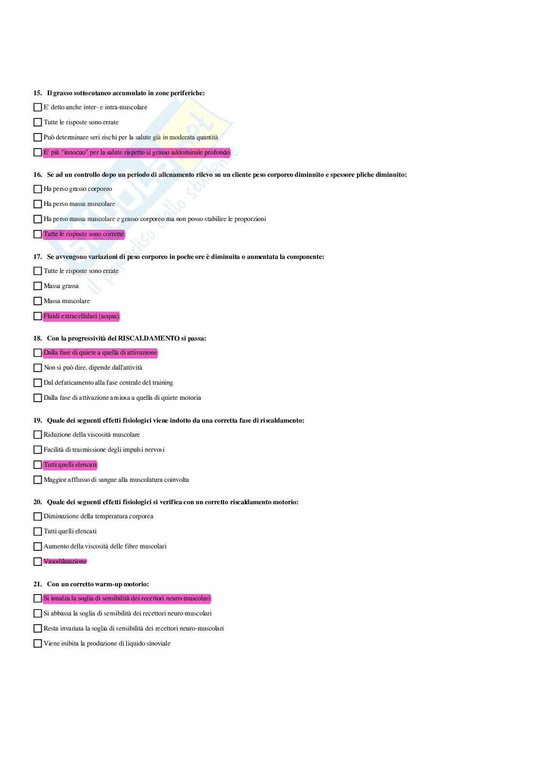 Paniere completo di Fitness e wellness (2026) - Risposte multiple e aperte corrette Pag. 26