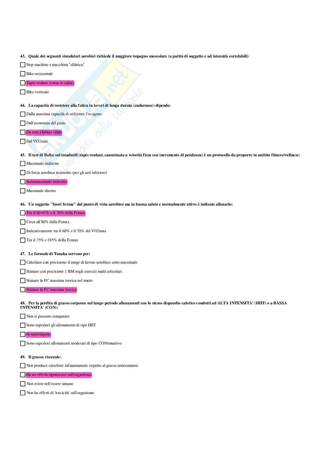 Paniere completo di Fitness e wellness (2026) - Risposte multiple e aperte corrette Pag. 61