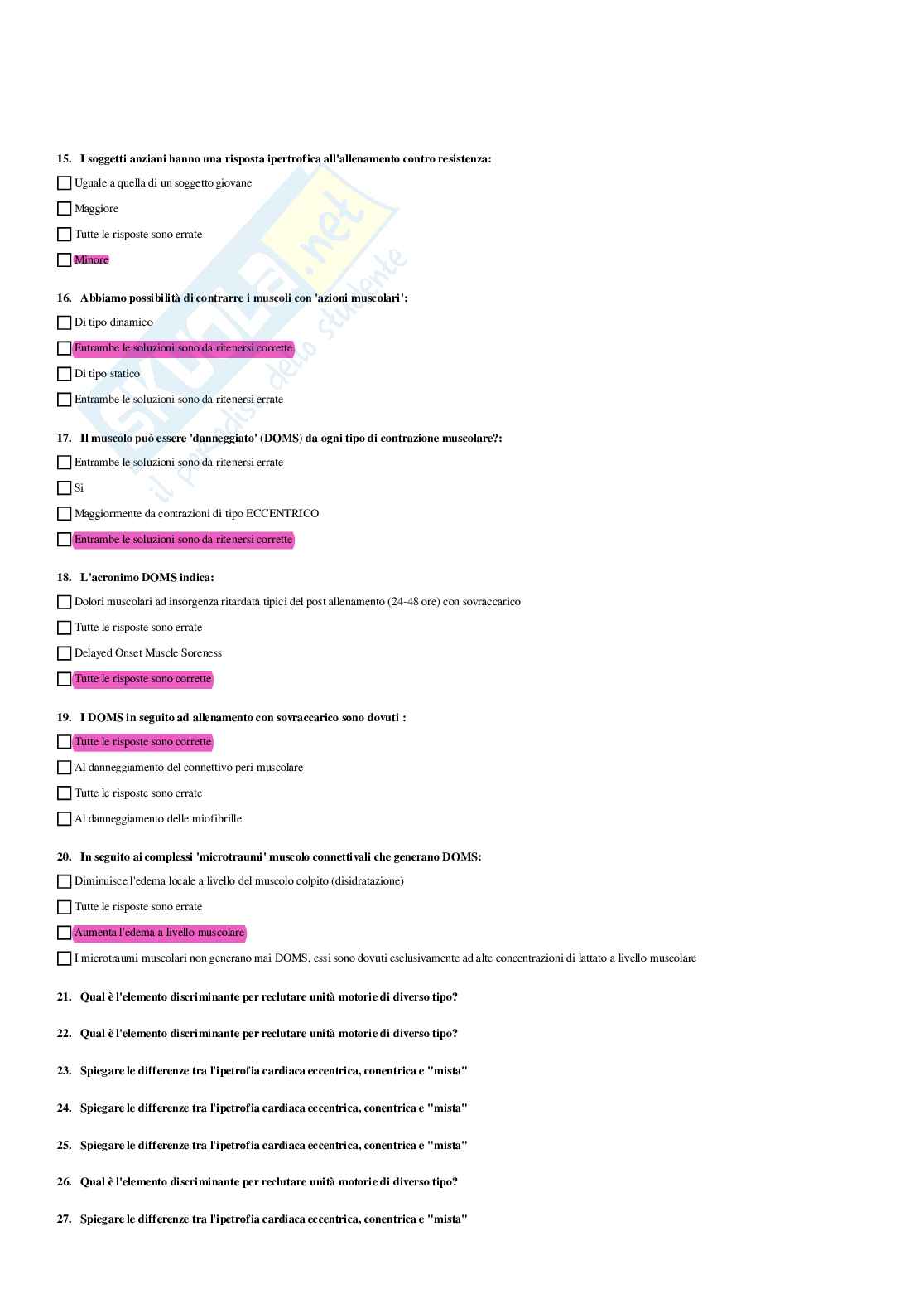 Paniere completo di Fitness e wellness (2026) - Risposte multiple e aperte corrette Pag. 66
