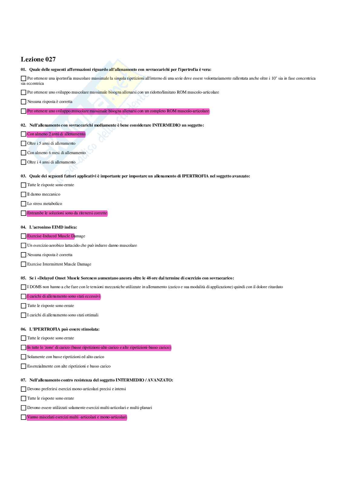 Paniere completo di Fitness e wellness (2026) - Risposte multiple e aperte corrette Pag. 71