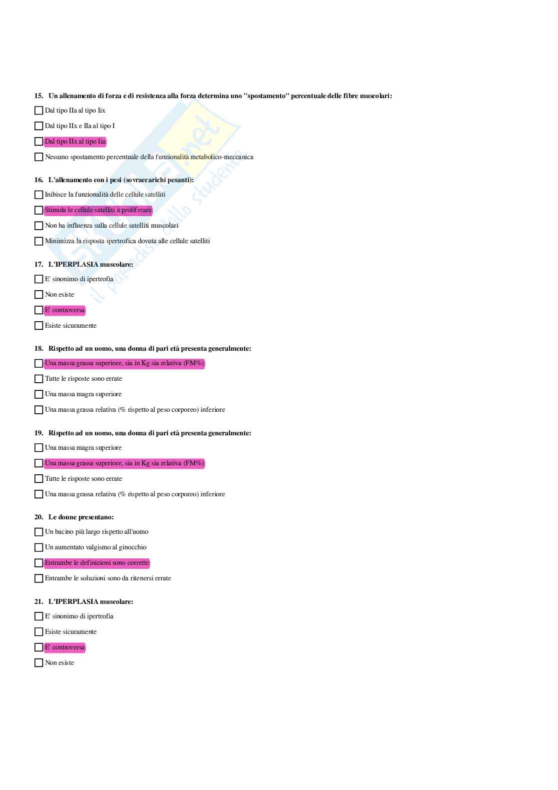 Paniere completo di Fitness e wellness (2026) - Risposte multiple e aperte corrette Pag. 81