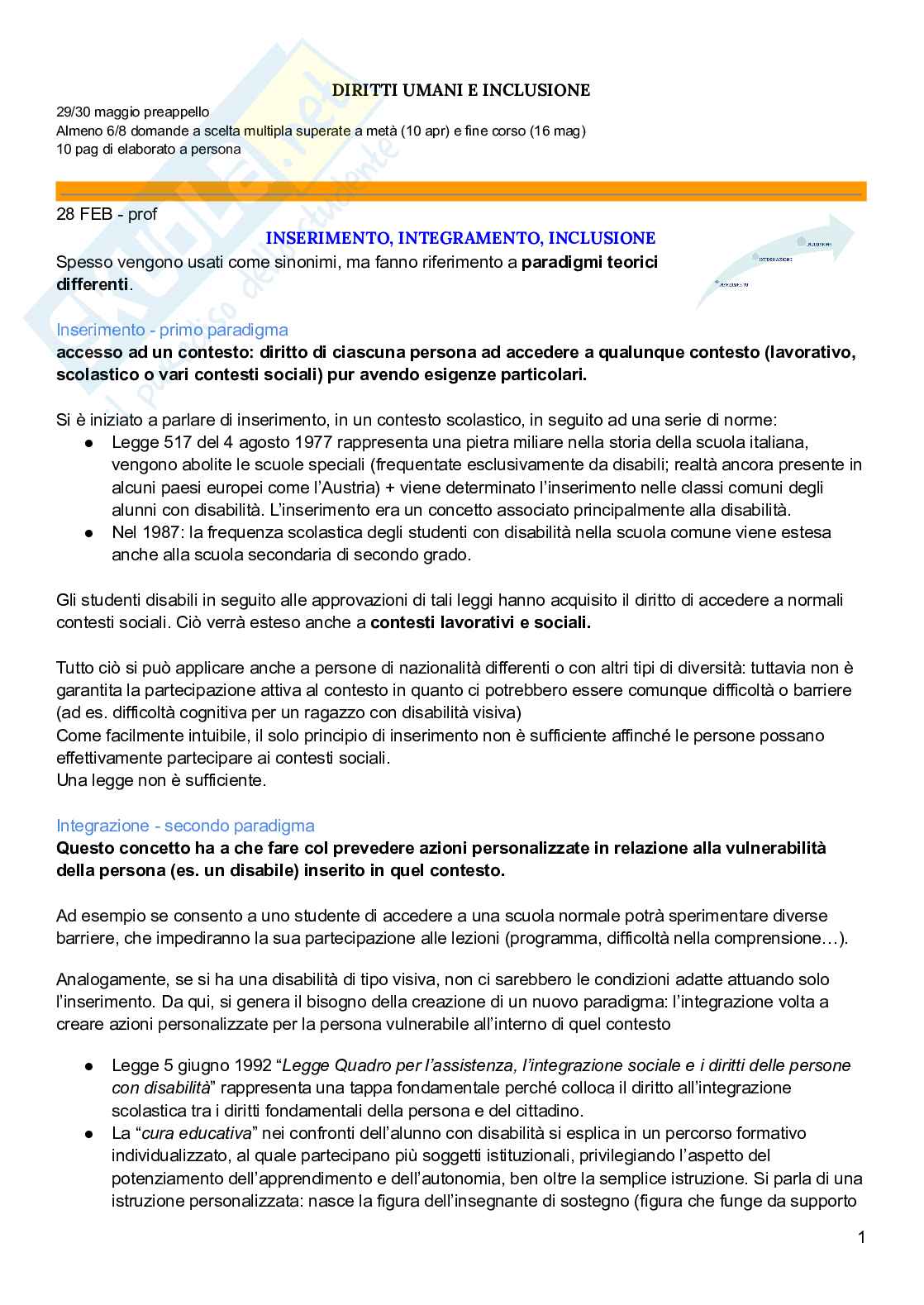 Diritti umani e inclusione Pag. 1