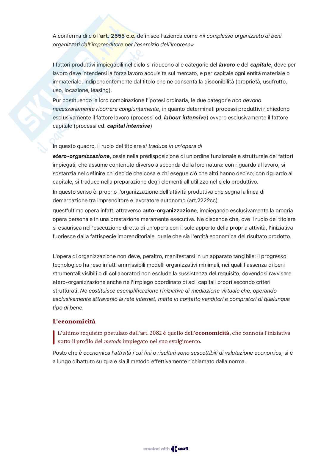 Appunti di Diritto commerciale sulla nozione della fattispecie impresa Pag. 6