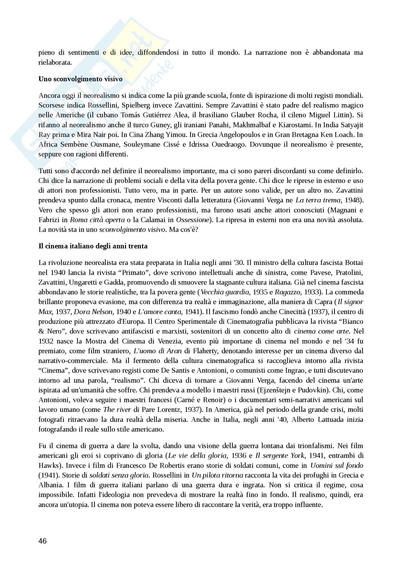 Riassunto esame Storia e critica del cinema, docente M. Ambrosini, libro consigliato L'avventura del cinematografo, Sandro Bernardi Pag. 46