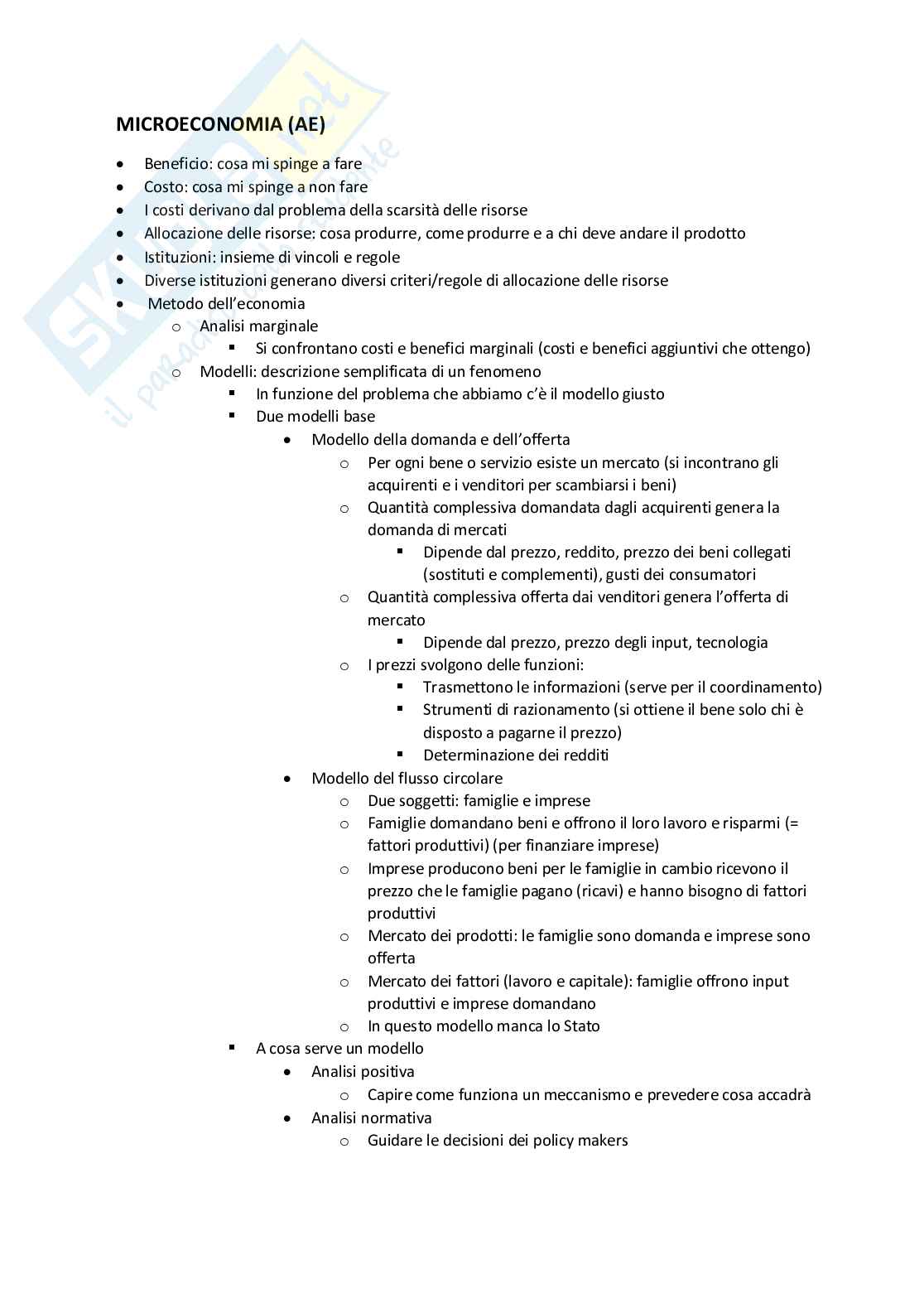 Appunti per esame di Microeconomia Pag. 1