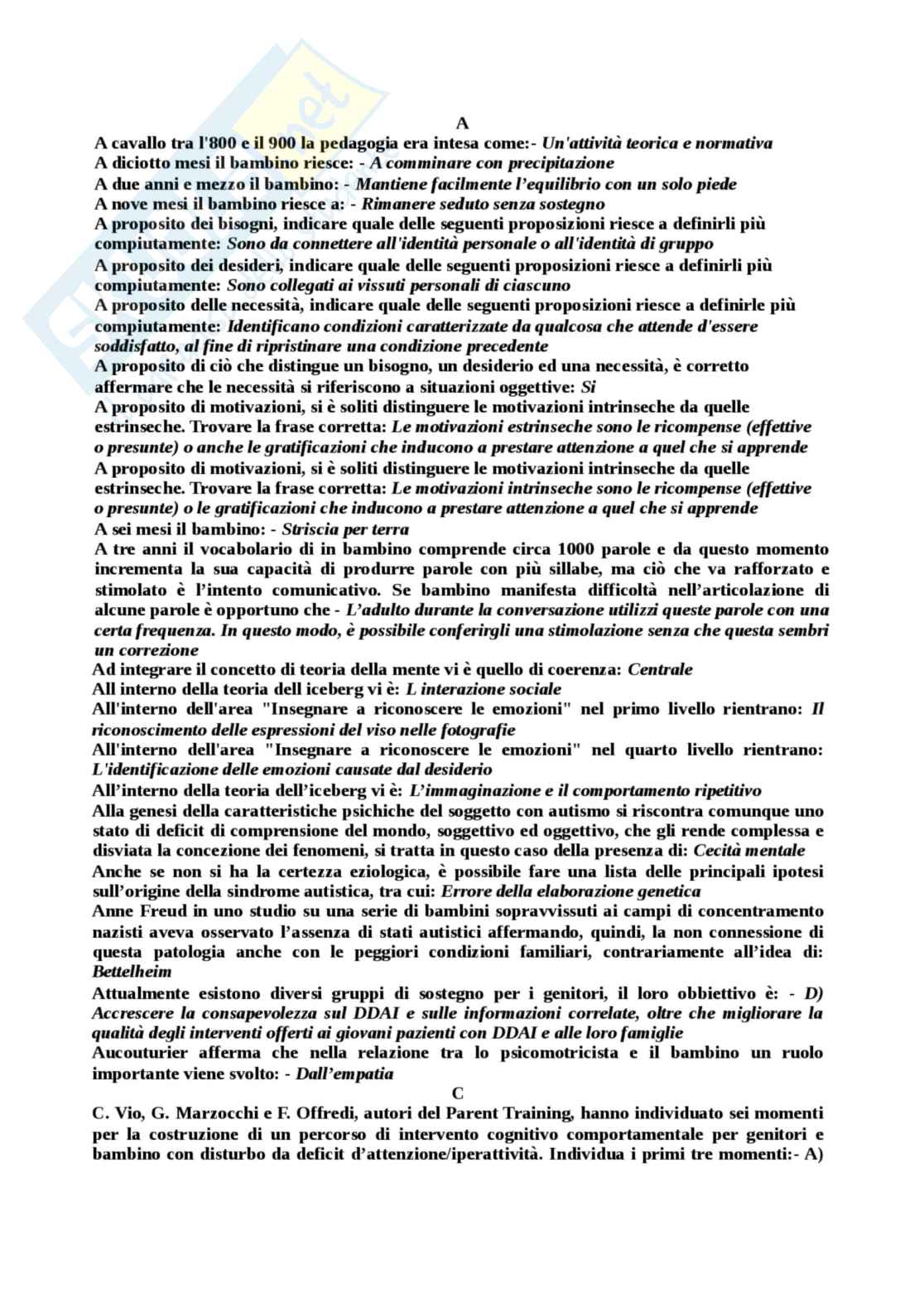 Domande di esame di Didattica dell'inclusione Pag. 1