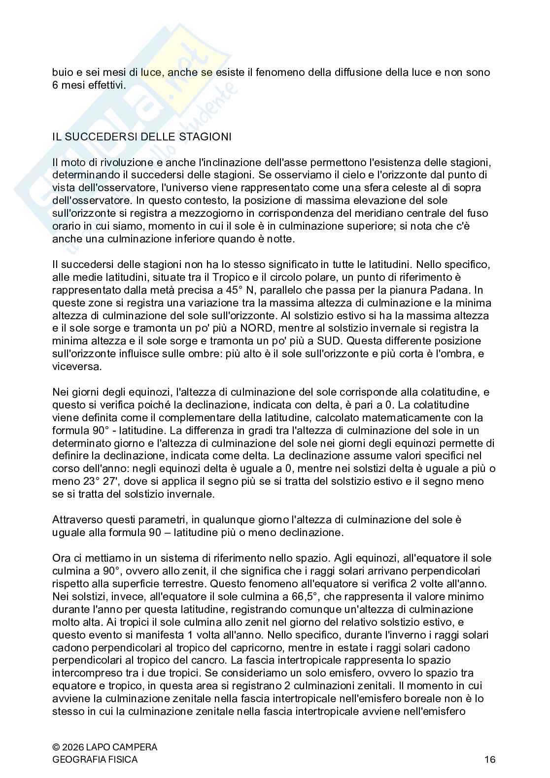 Geografia fisica, appunti completi. Esame di Fondamenti di scienze della terra  Pag. 16