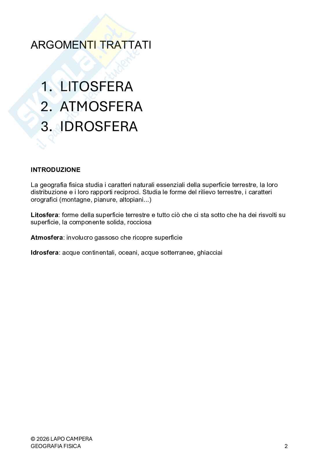 Geografia fisica, appunti completi. Esame di Fondamenti di scienze della terra  Pag. 2