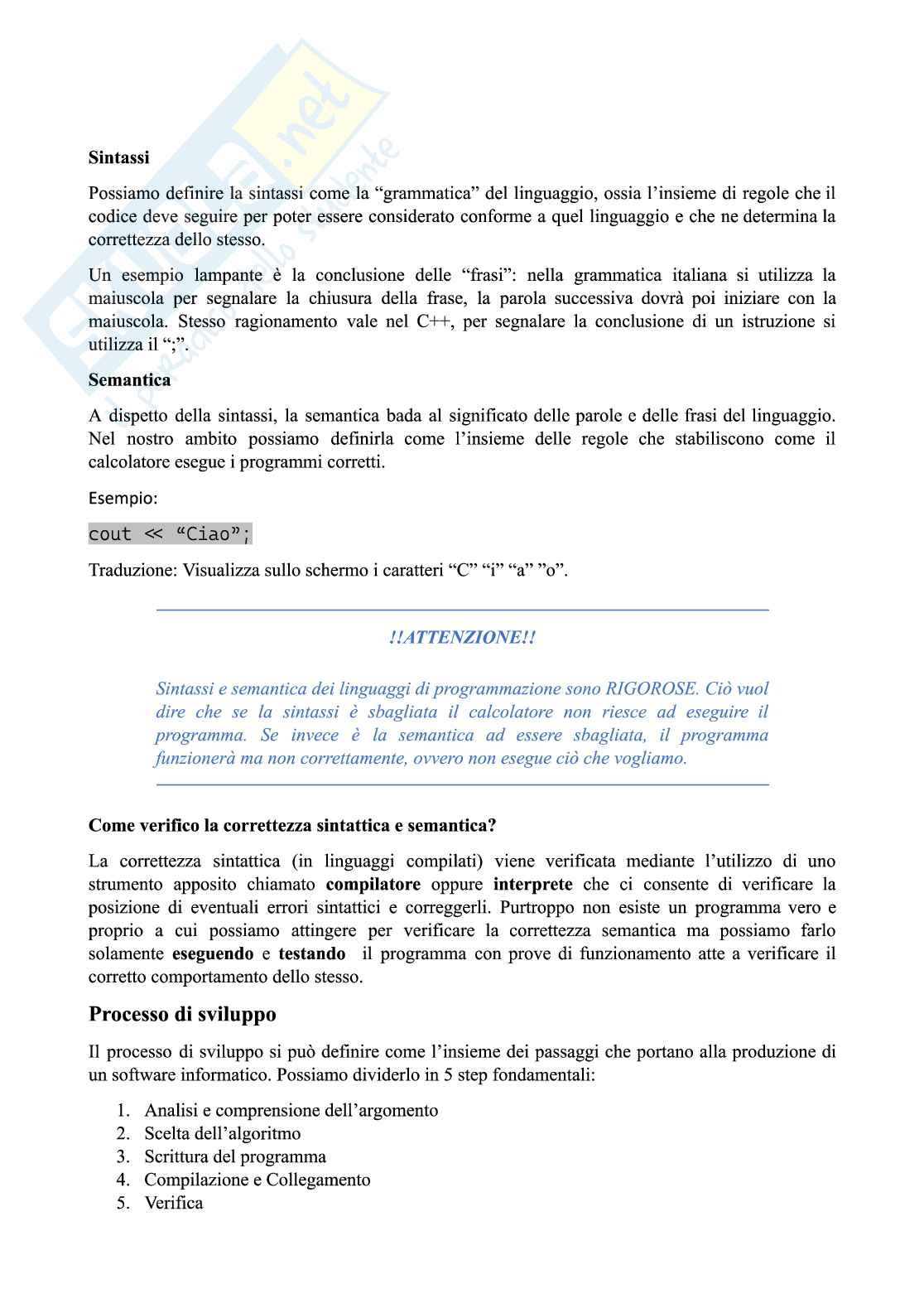 Resoconto, approfondimenti e appunti C++ Pag. 2