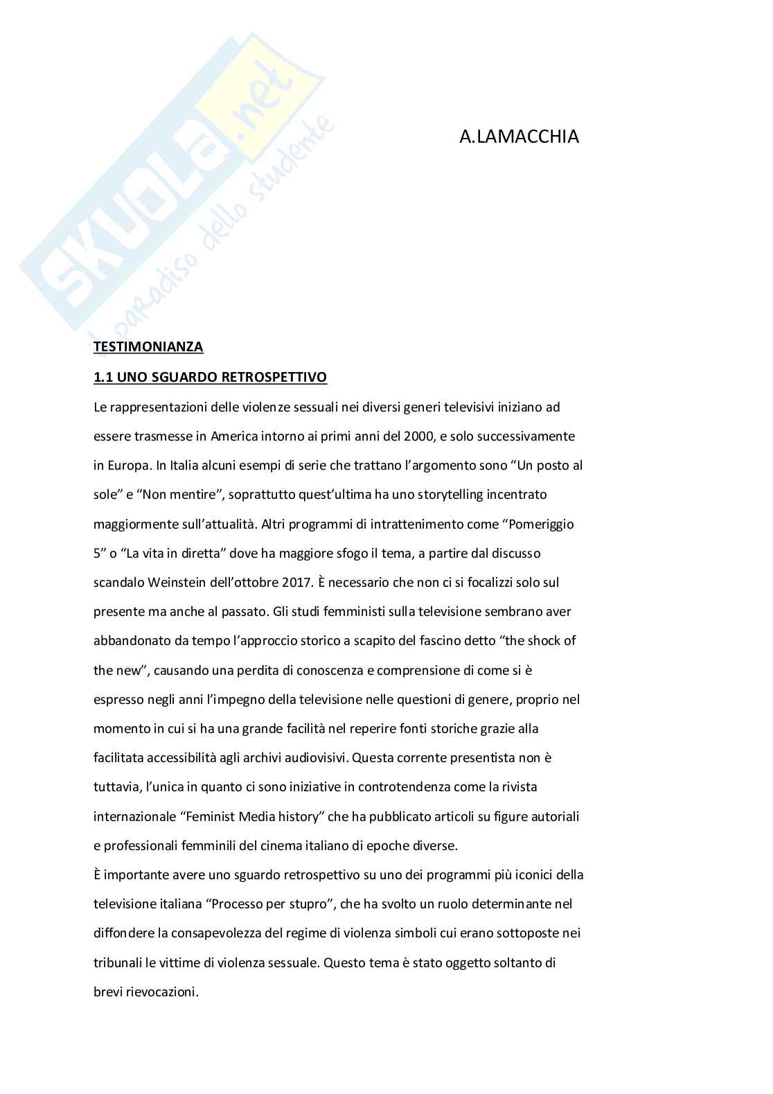 Riassunto esame Sociologia delle culture, Prof. Calefato Patrizia, libro consigliato Genere e media: non solo immagini,  Milly Buonanno, Franca Faccioli Pag. 2