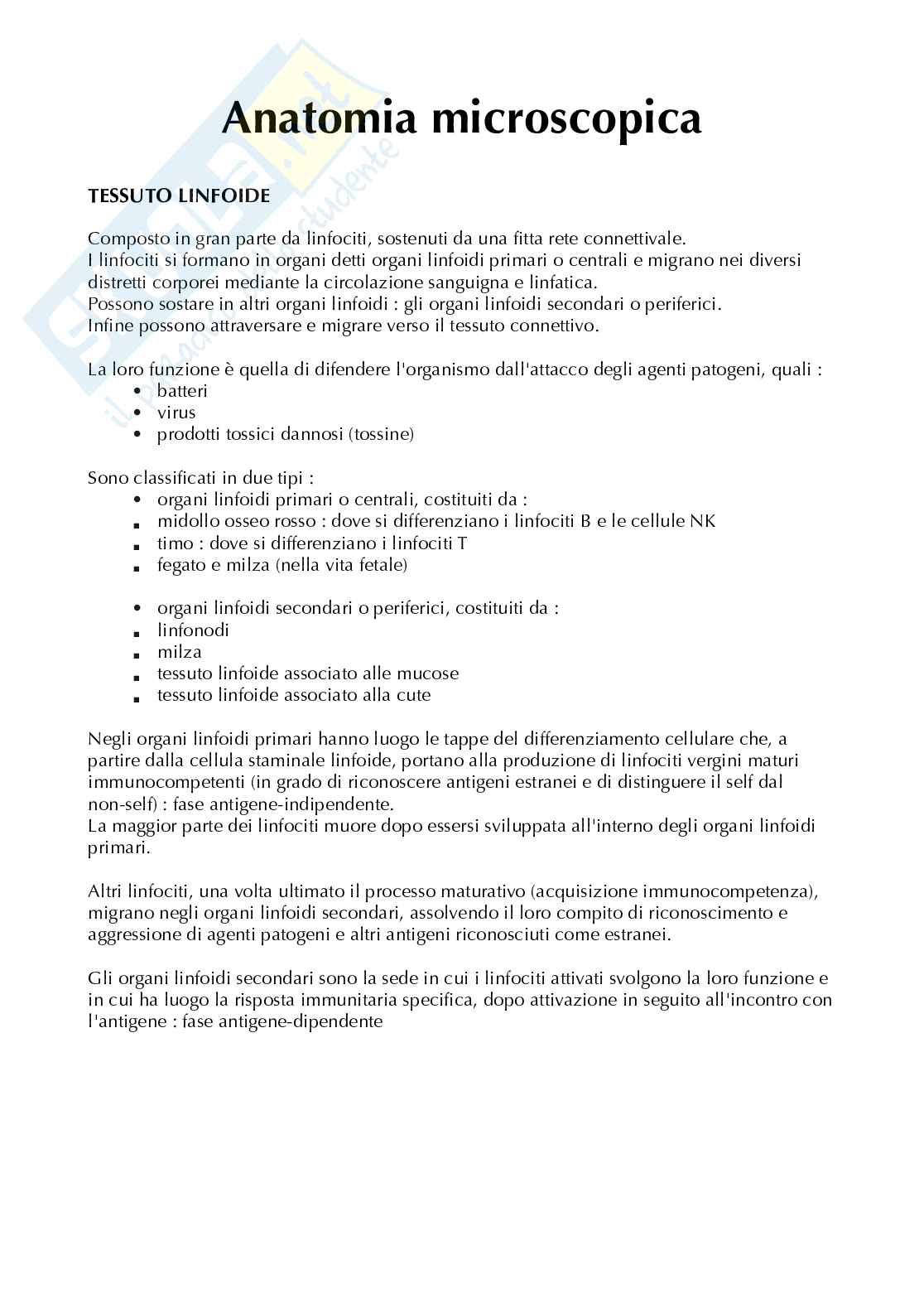 Appunti anatomia microscopica-apparato digerente  Pag. 1