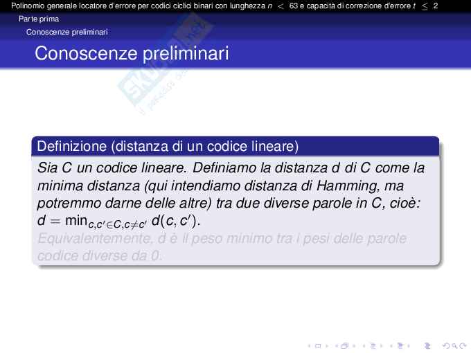 Polinomio generale locatore d'errore per codici ciclici binari Pag. 6